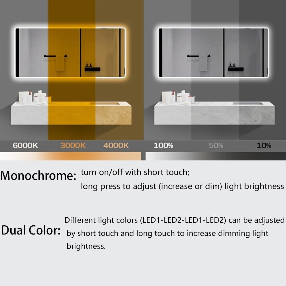 12V 3A 36W Touch Sensor Switch Smart Toggle Switch CCT Dimmer Switch Luminous Mirror