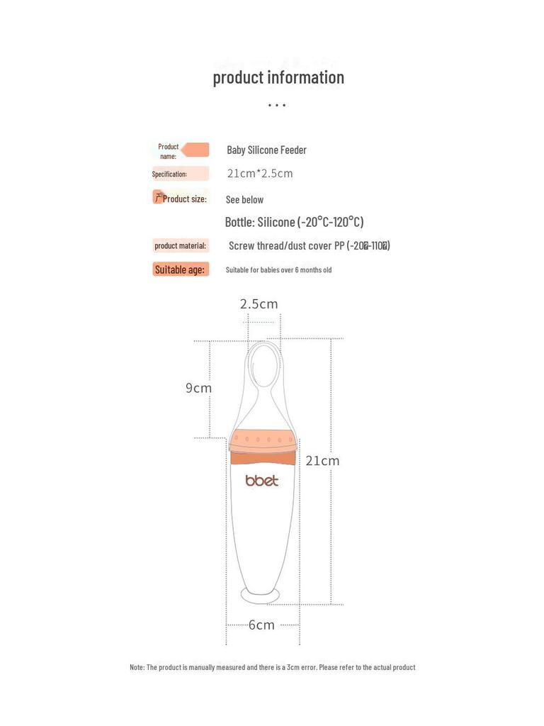Silikonowa butelka do karmienia dziecka z miękką łyżeczką do karmienia kaszką