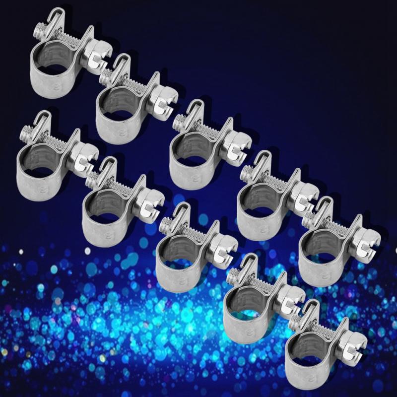 14-16mm 10pcs Hose Clamp,13-20mm Diameter Stainless Steel Mini Fuel Line Pipe Hose Clip Adjustable Tube Clamps