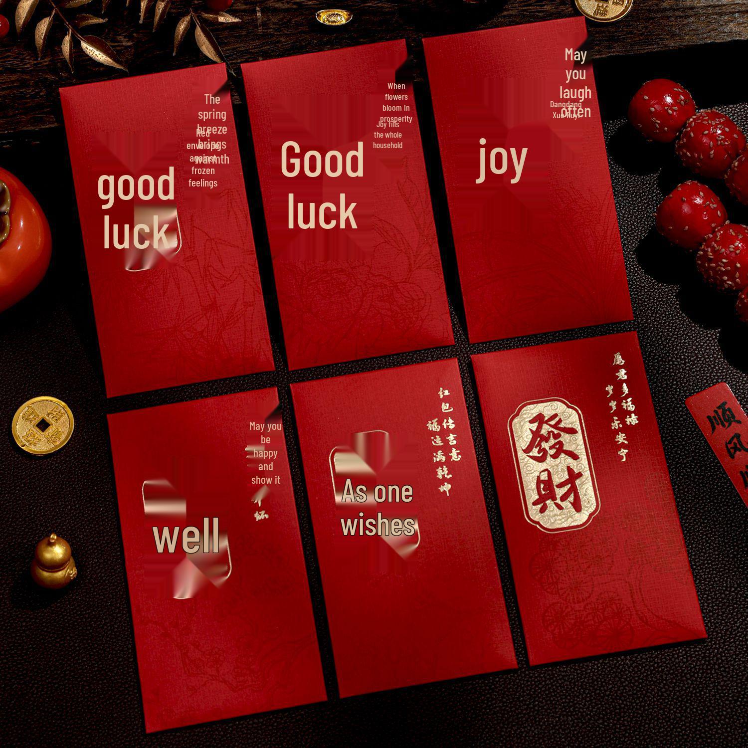 2025 Year of the Snake High-End Red Envelopes: Creative Chinese Calligraphy for Spring Festival and Corporate Events One pack of 6 mixed
