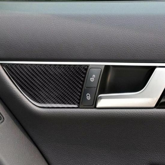 2pcs Carbon Fiber Inner Door Panel Cover For Mercedes Benz C Class W204 07-13