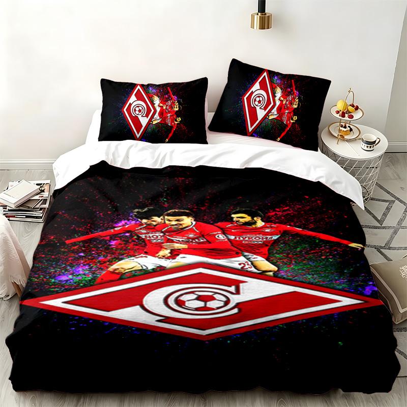 FC Spartak Moskau 3-teiliges Set Perfekt für das Schlafzimmer Bequemes Bettwäsche-Set enthält einen Bettbezug und zwei Kissenbezüge Ideales Geburtstags- oder Weihnachtsgeschenk