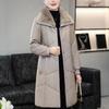 Middle Age Woman Winter Long Faux Sheepskin Coats Fur Collar Elegant Thick Warm Winter Parkas Female Leather Jacket