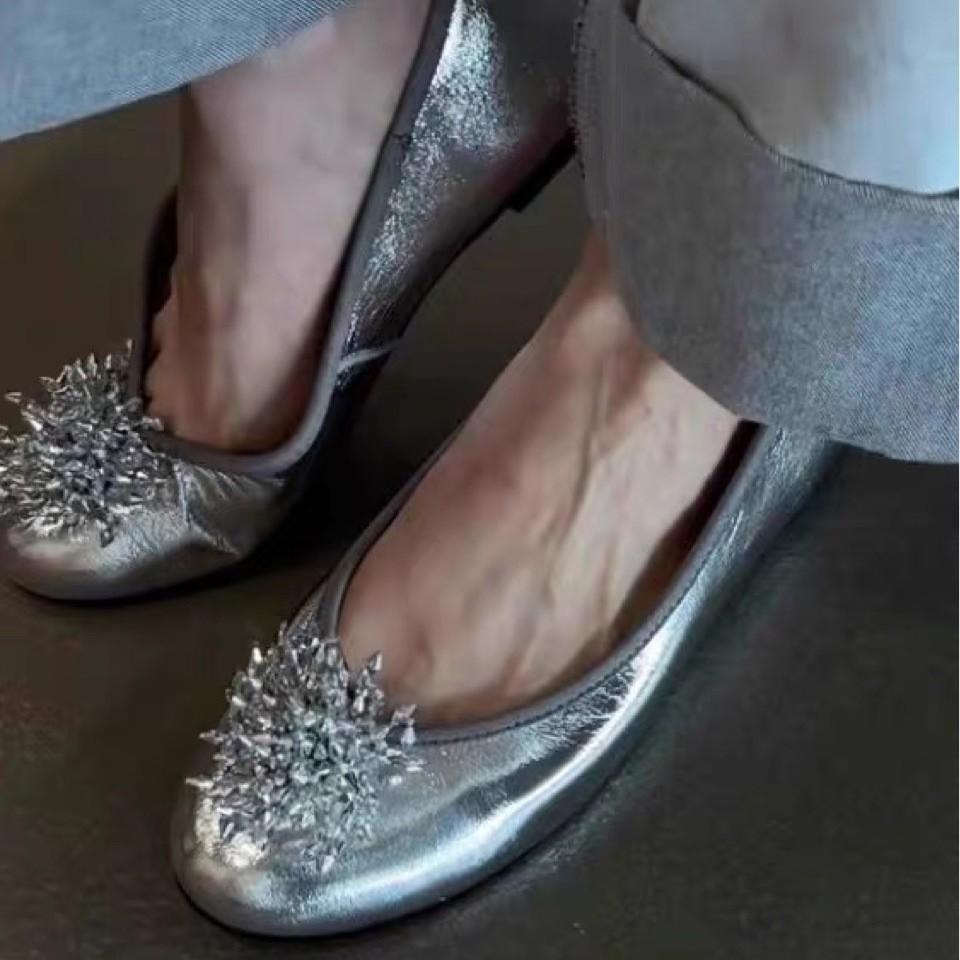 Sheepskin version~ niche design flower Mary Jane single shoes 2025 high-end versatile round head flat ballet shoes