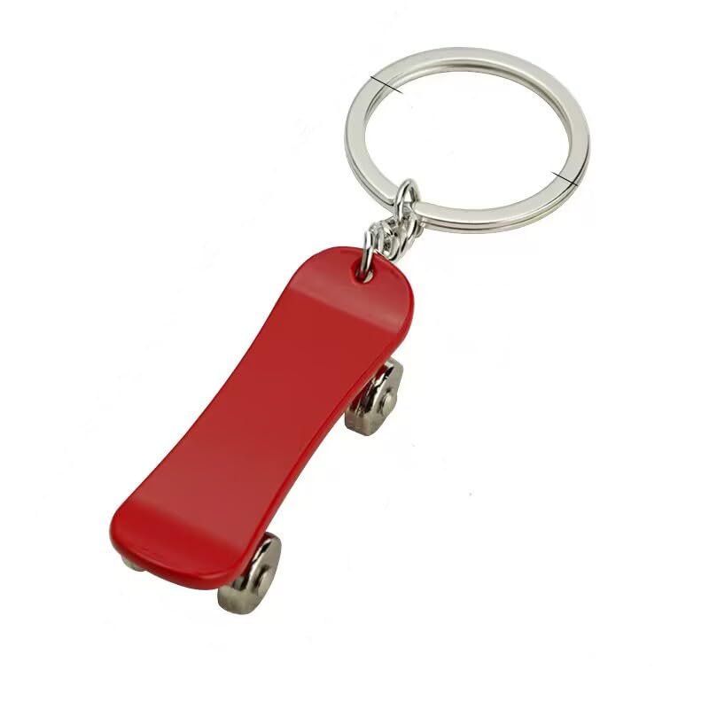 

[AIXUAN] men boys cool Mini Skateboard Metal Keychain Keychain Auto Key Bag Pendant Keychain (red)
