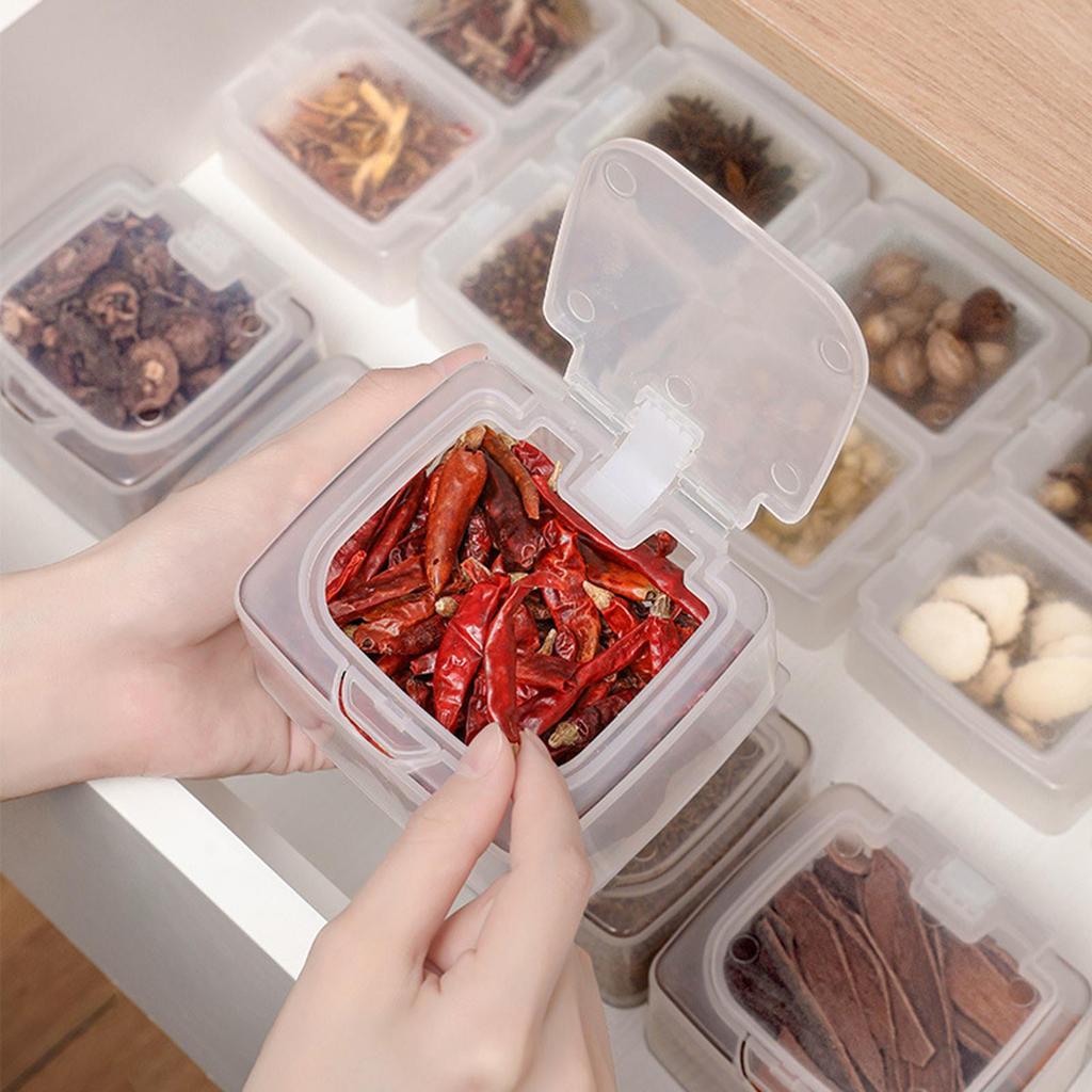 Clear Seasoning Box Sealed Condiment Container for Kitchen Countertop