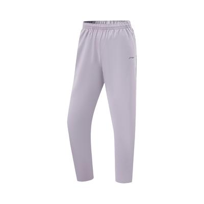 Li Ning Fitness Series Solid Color Mid Waist Comfortable Breathable Versatile Straight Leg Sports Pants Women Bottoms Smoky-Purple AYKV490-2
