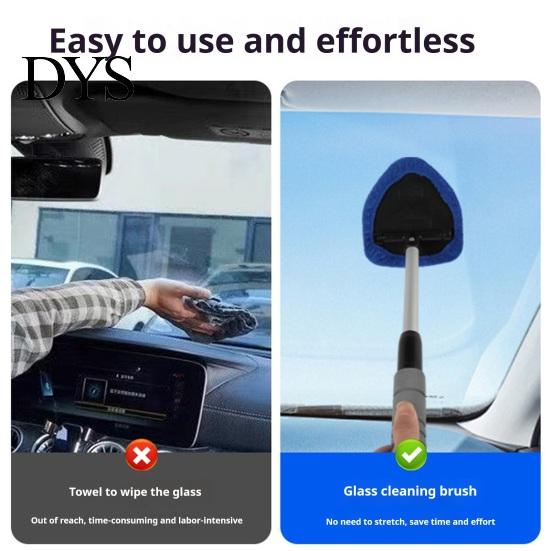 Automotive Glass Cleaner Brush Cleaning with Telescopic Handle 26-41cm Multi-Functional Microfiber Car Window Rain Fog Remover Tool for Defrosting