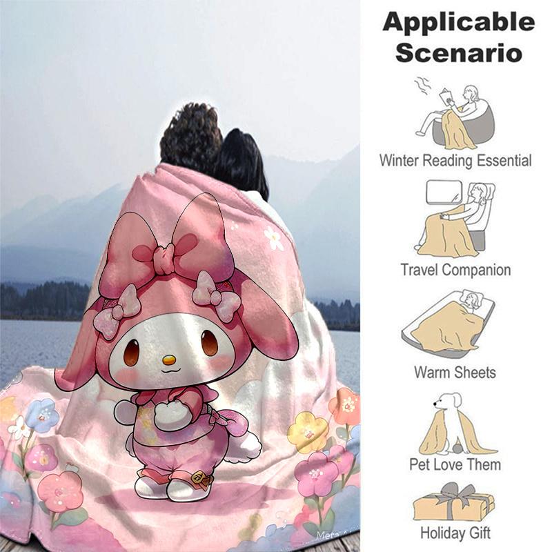 1pc Charming My Melody Home Decor Blanket Gift for Room Bedroom,Living Room, Travel, Camping, Car Blankets, Beach, Office Naps, Living Room Office Dec