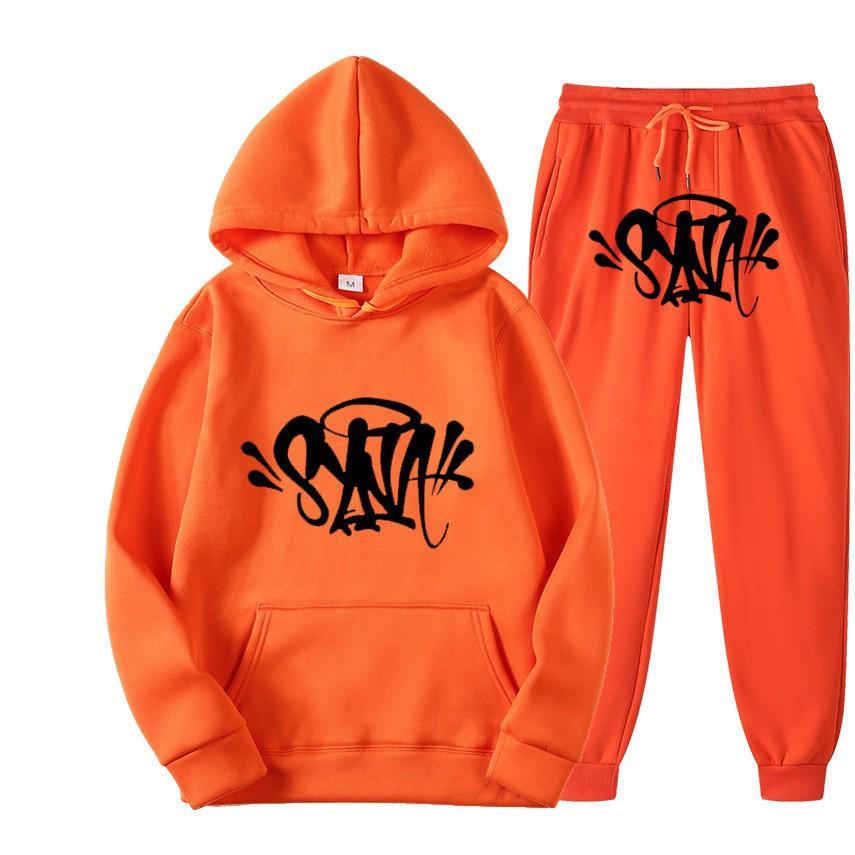 SynaWord High Street Fashion Trendy Brand Suit Men's Ins Trend Hip Hop Hoodie Syna Print Sweater Suit
