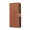 For iPhone 17 Pro Case 9 Card Slots Rhombus Design Leather Phone Cover with Wrist Strap