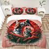 3pcs Twilight Tiger Bedding Set - 1 Soft Quilt Cover + 2 Pillowcases, Machine Washable - Suitable