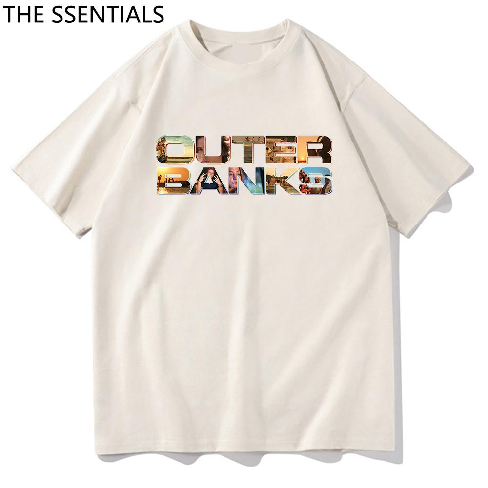 Letter Print Outer Banks T Shirt Unisex  Harajuku Aesthetic Graphic Pogue Life Tshirts Unisex John B JJ Maybank Cotton Tees Shirts
