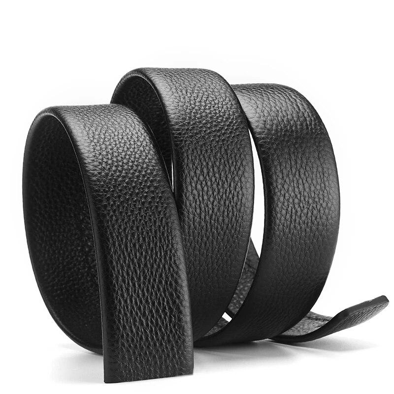2Pcs Men's Belt Without Buckle 3.5cm/1.37inch Width Brand High End Belts Black Soft PU Leather Men Belts Body No Buckle Strap