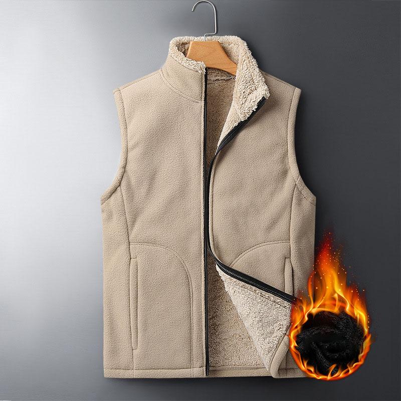 Autunno Inverno Uomo Plus Velluto Gilet Cappotto Tinta Unita Agnello Pile Gilet Grande Taglia Spesso Caldo Morbido Moda Termica Gilet Maschio