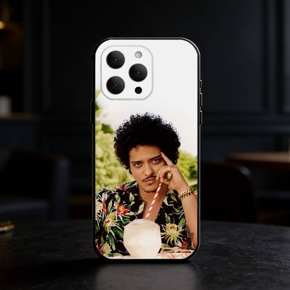 Singer B-Bruno Mars Phone Case For iPhone 17,16,15,14,13,12,11 Plus,Pro,Max,Mini Silicone black Soft Cover