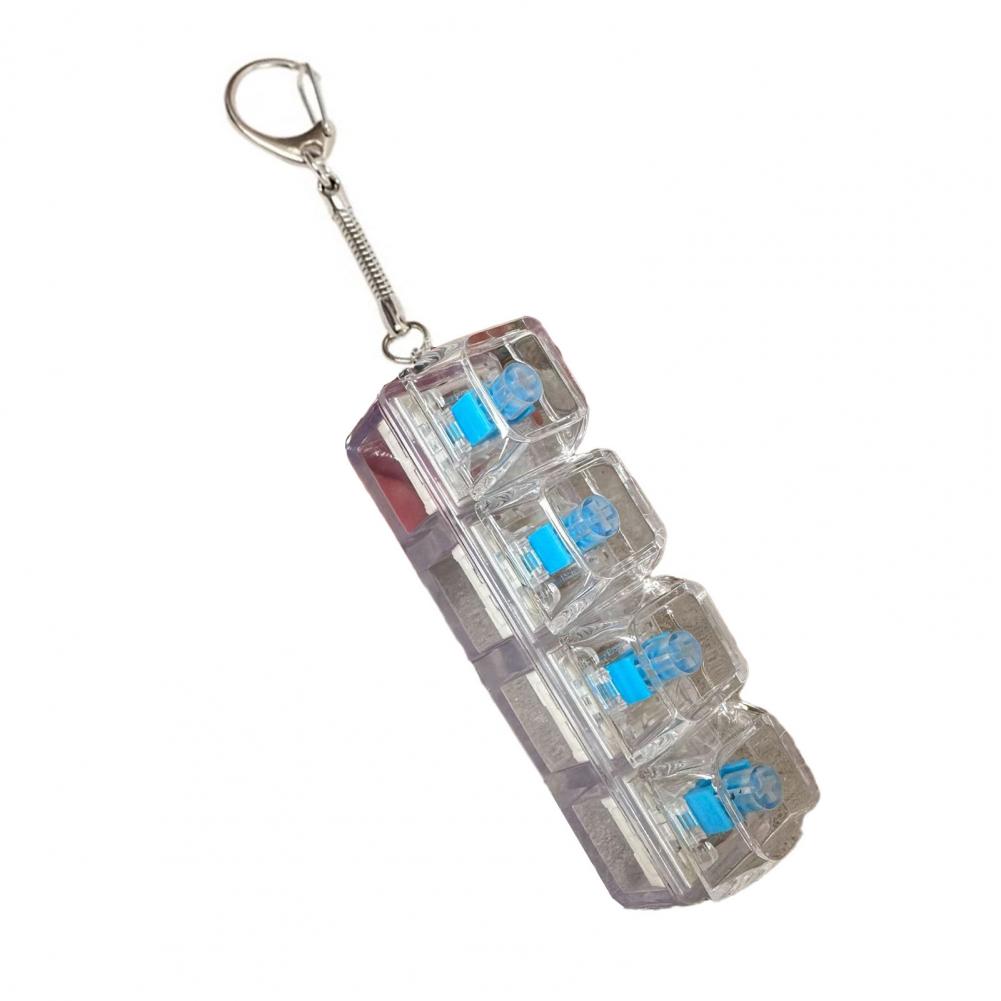 4-Keys Fidget Keyboard Toy Transparent Cap Keyboard Finger Clicker Keychain Decompression Button Sensory Toy
