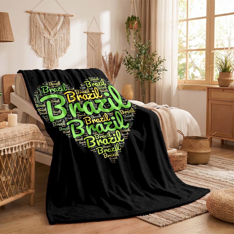 Brazil National Football Team Print Flannel Blanket Soft Warm Sofa Bed Throw Blanket For Home Office Bedroom