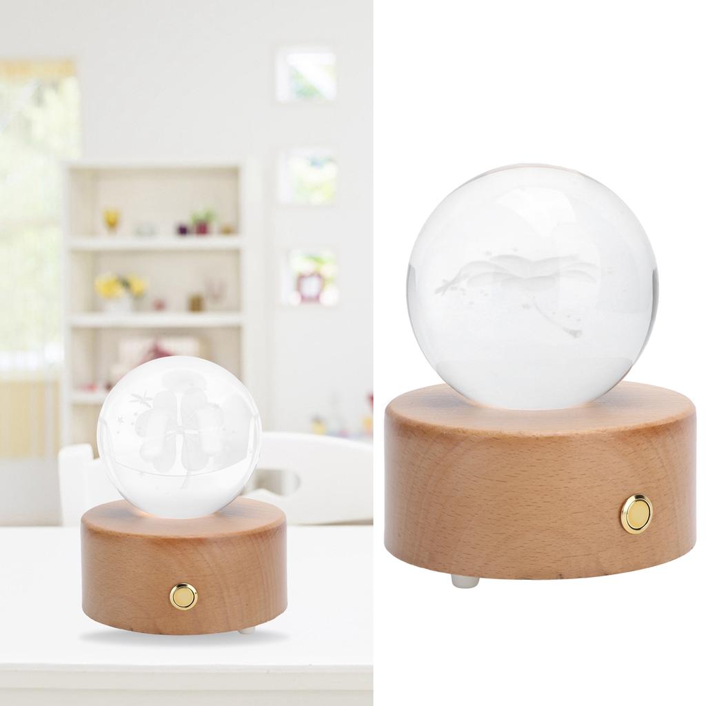 LED Crystal Ball Music Box for Bluetooth Birthday Festivals Gifts Desktop Ornament