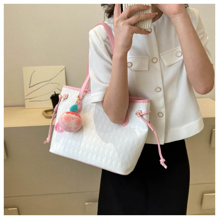 Women's Faux Leather Tote Bag Large Capacity Fashionable Shoulder Crossbody Bag Casual Office Handbag