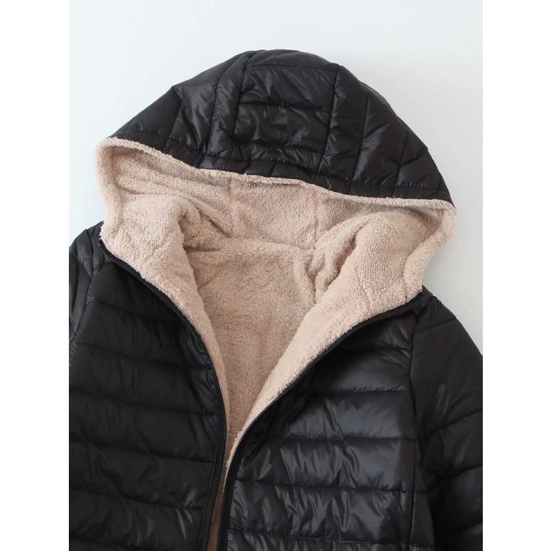 Women's Jacket Mid Length Hooded Fit Plus Fleece Cotton Coat Parkas Winter Jackets