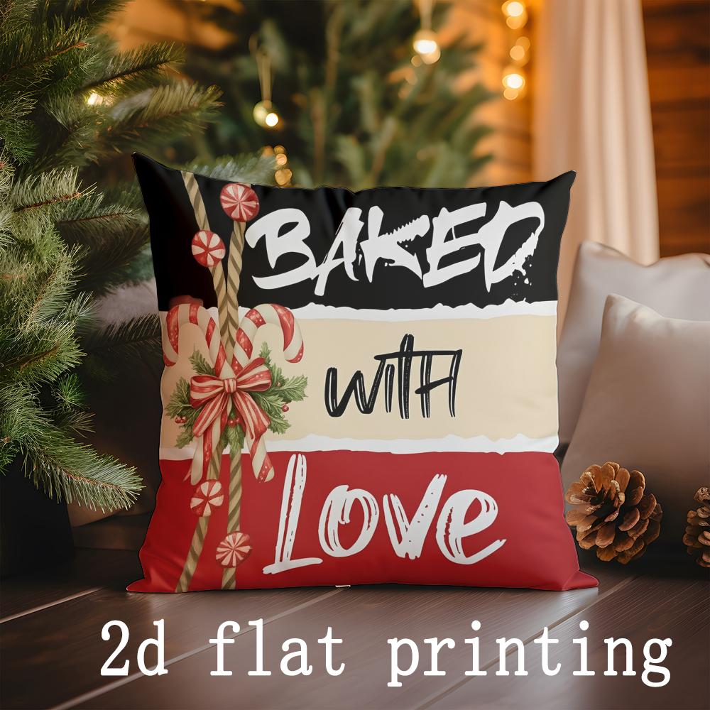 Home Decor Gingerbread Christmas Baking & Cottage Pillows Pattern Cushion Cover Suitable for Sofa Bedroom Car Pillow Cover