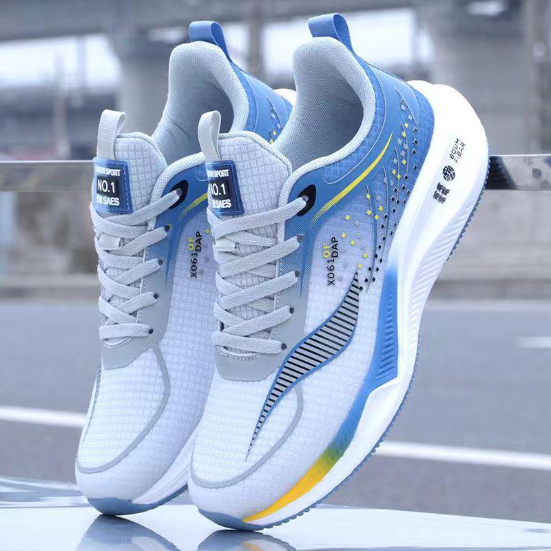 Plus Size Breathable Mesh Couple's Sports Shoes - Lightweight, Thick Sole, Comfortable Lace-up Casual Sneakers for Men
