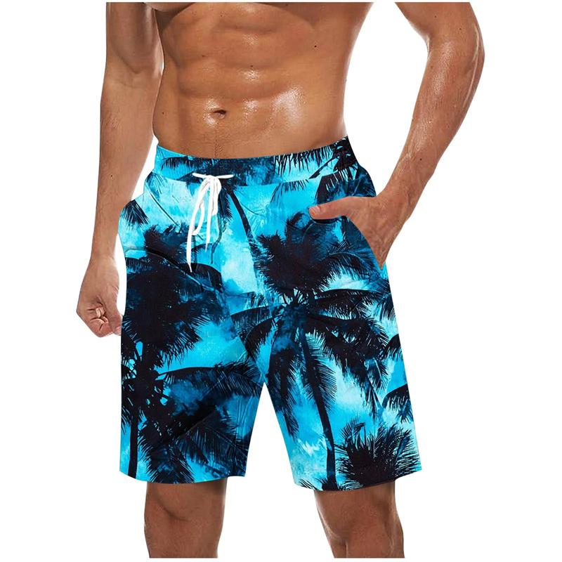 Fashion Colorful Palm Tree Pattern Beach Shorts For Men 3d Printing Swimming Trunks Summer Loose Holiday Party Board Shorts