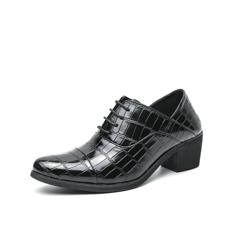 Fashion 2025 Leather High Heels Men Club Shoes Classic Pointed Toe Male Casual Footwear All-match Men Boots Male Lace-Up Walking Shoes