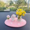 Creative Cute Daisy & Four-Leaf Clover Coaster, Decorative Accessory Mini Car/Desktop Ornament, Adorable Rubber Rabbit Vase With Cute Animal Figurine