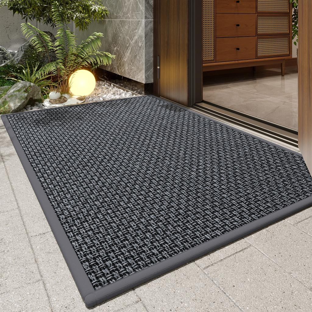 Heavy Duty Woven Doormat with Rubber Backing, Non Slip Dirt Trapper Entryway Floor Carpet Indoor Outdoor Front Door Rug