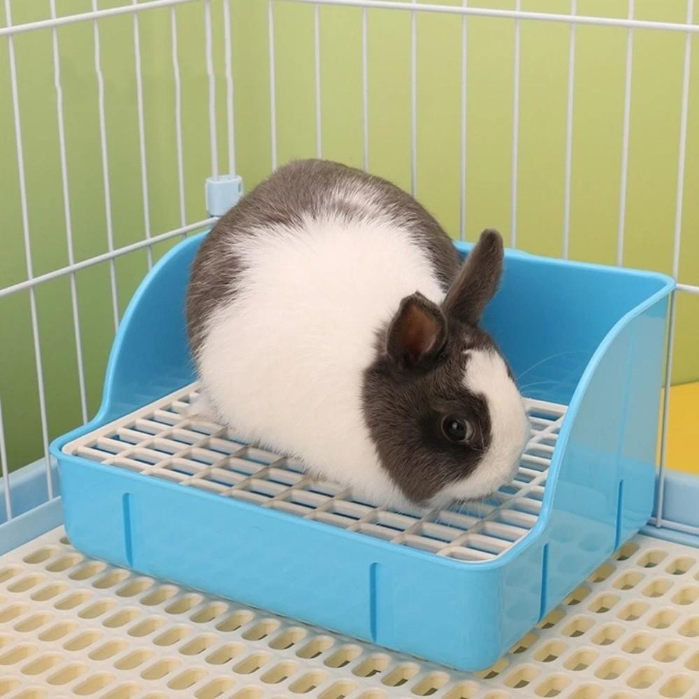 Anti Splashing Rabbit Litter Box Detachable Grids Small Animal Litter Pan  for Cage Use