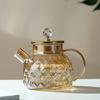 1/1.8L Glass Tea Pot With Lid and Filter Champagne Tea Kettle Cold and Heat Resistant Tea Maker For Blooming Tea Fruit Tea Amber