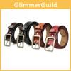 Men And Women Two Layer Leather Belt With Alloy Square Buckle For Work And Casual Wear