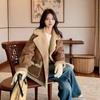 Fashionable Patchwork Warm Coat, Winter Women's Casual Thick Overcoat