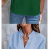 Damen 2025 Sommer Casual Einfarbig V-Ausschnitt Locker Bluse Tops für Damen