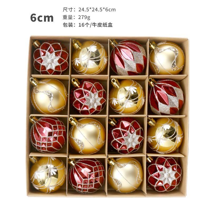 Christmas Ball Ornaments Set 6cm 16pcs Painted Xmas Tree Decorations Holiday Hanging Balls