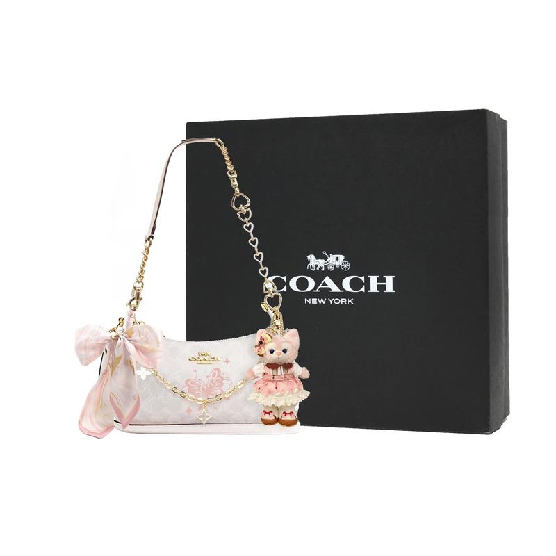 Coach Shoulder Bag [Customized Bag] Teri 25 Brand Micro-label Detachable Strap Bow Silk Scarf Extension Chain Printed Artificial Yunguichu Basic Model