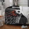 Custom Name Soccer Theme Printed Blanket - Perfect for Couch, Bed, Travel & Outdoor Use | Machine Washable, Cozy & Durable.