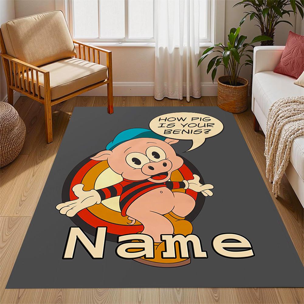 Looney Roadrunner Coyote Adventure Customized Name Carpet Design for Dining Room Entryway Dormitory Game Room Antislip Carpet Decorate Offices