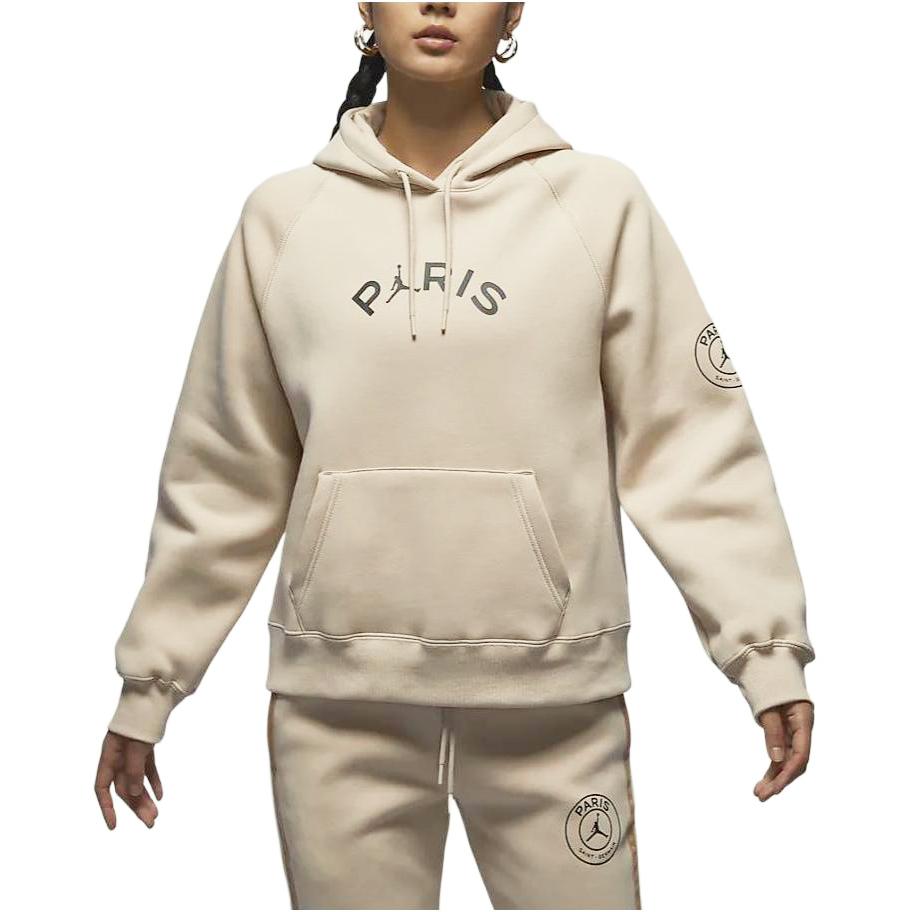 Jordan X PSG Brooklyn SS24 Paris Saint Germain, Felpa Casual con Cappuccio e Lettere, Fodera in Pile, da Donna, Kaki FN5177-126