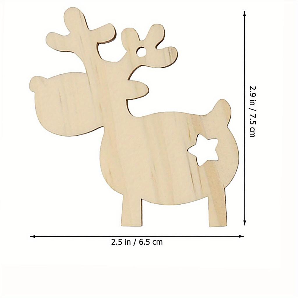 10pcs unfinished wooden Christmas ornaments suitable for holiday home decor and creative projects for boys and girls