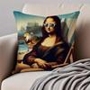 Creative Abstract Funny Art M-Mona Lisa Cushion Cover Pillowcase Anti-Dustmite Invisible Zipper Short Plush Sofa Cushion