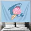 Ice Cream Shark Tapestry Wall Hanging Aesthetic Room Decor Beach Blanket Dorm Twin Size Cool Gift
