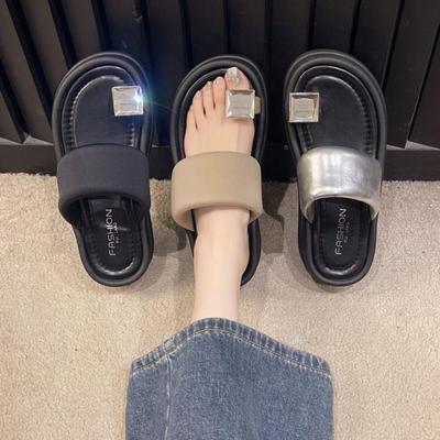 Lett Muffinbunn Sandaler for Kvinner Sommerbruk Ny Mote Alt-i-ett Nettverk Rød Tykk Såle Sklisikre Strand Flip-flops
