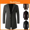 Stylish Men's Slim Trench Coat With Long Single Breasted Design And Lapel Jacket