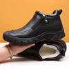 Winter Men Boots Thick Plush Warm Snow Boots Leather Zipper Men's Ankle Boots Platform Non-slip Waterproof Mens Hiking Shoes