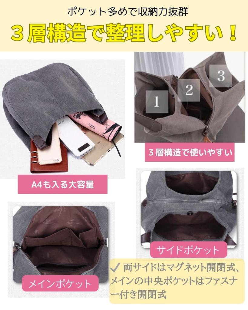 PORCO CASA Women's Canvas Tote Bag, Shoulder Bag, Solid Color, Casual, Perfect for Commuting, School, Travel, Durable, Multifunctional, Mom Bag,