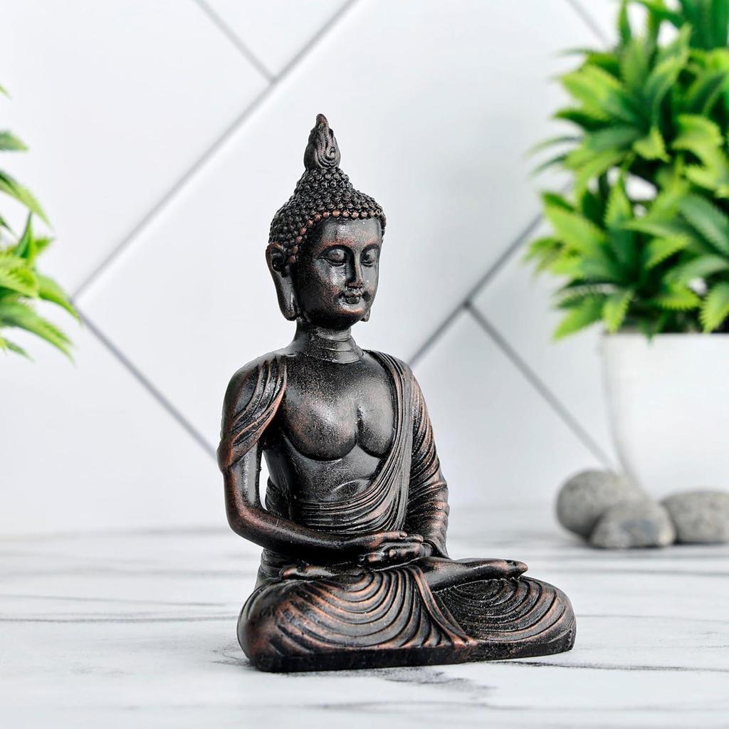 Ny Sittende Mediterende Buddha Statue pyntegjenstand Idol Hjemmedekorasjonsartikler for Stue og Gaver
