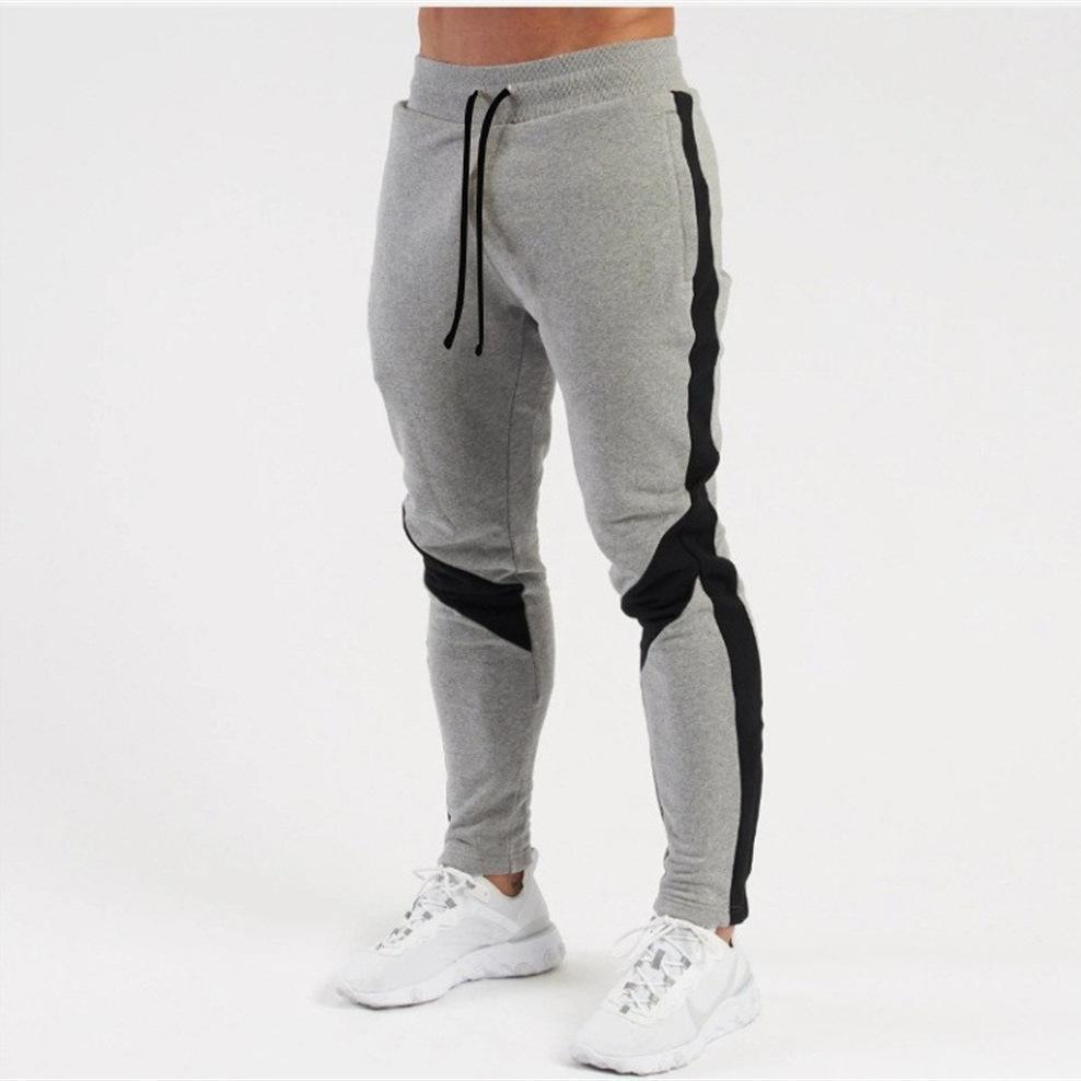 2025 New Winter Color-blocking Plus Velvet Warm Foot Men's Sports Fitness Casual Pants Men